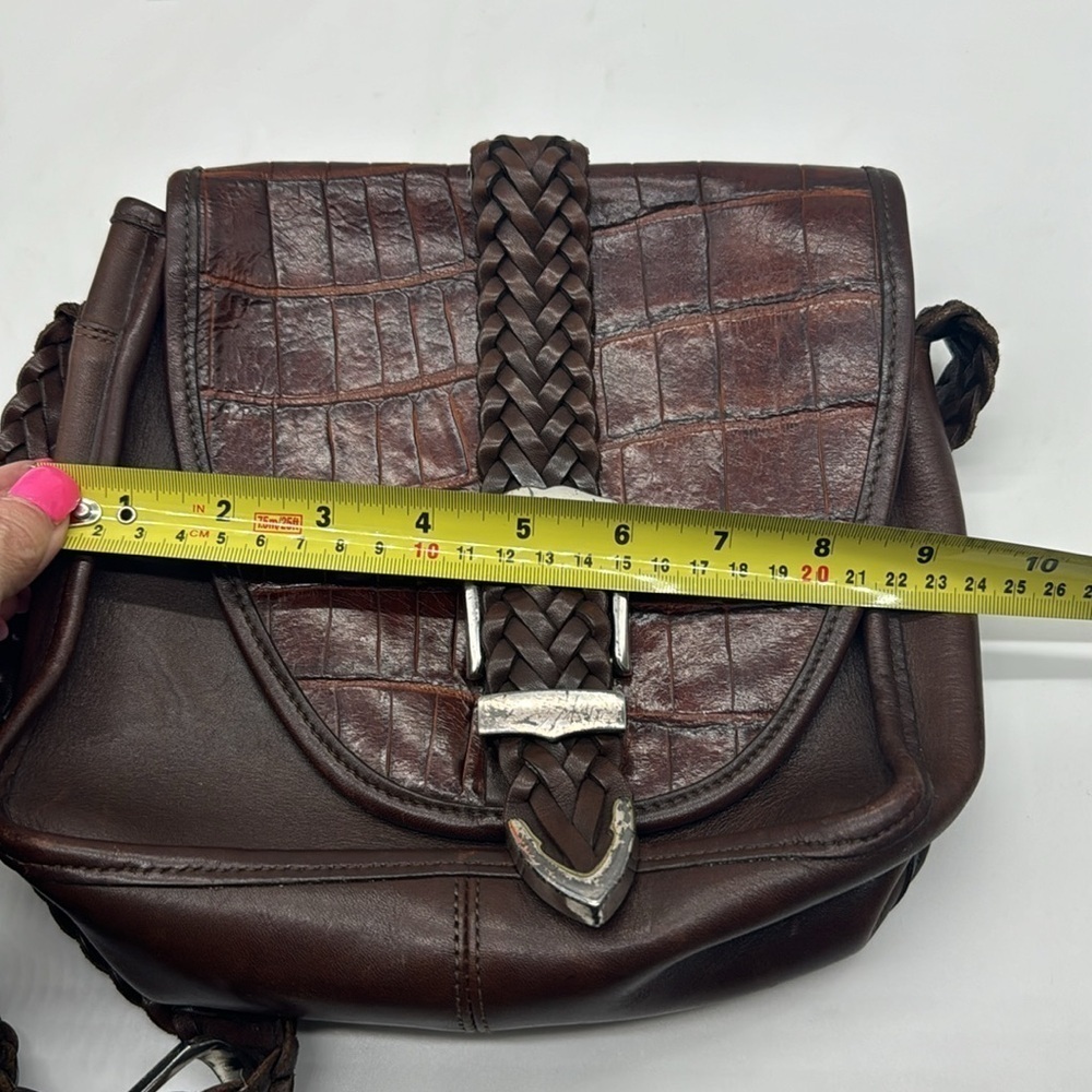 Brighton Vintage Brown Leather Crossbody Bag with Braided Strap BRN5944C - Picture 12 of 13